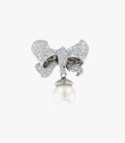 Silver Style Ribbon Bow Cultured Earrings