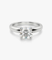 Round White Sapphire Engagement Ring